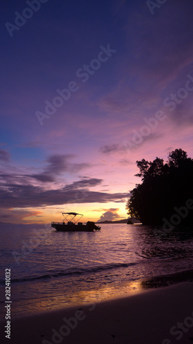 Colourful sunset in Raja Ampat. Waigeo, West Papua, Indonesia