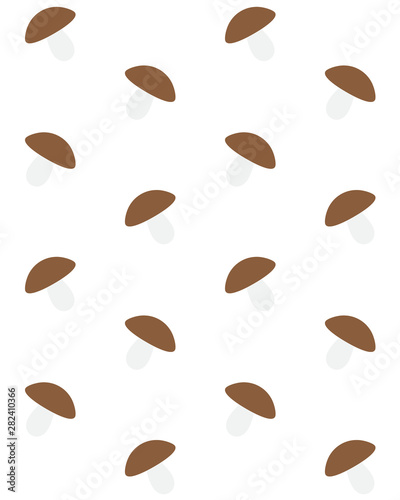 Vector seamless pattern of brown mushroom isolated on white background