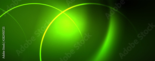 Shiny neon lines template - northern lights glowing blur lines. Futuristic style glow neon 80s disco club or night party techno template