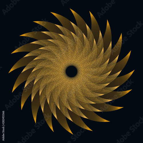 wired wings feathers swirl gold black