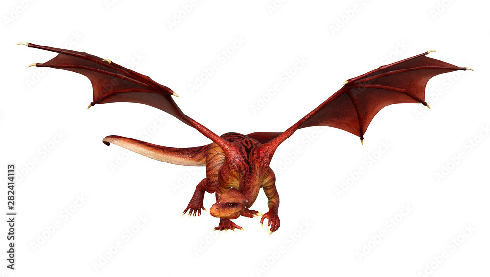 3D Rendering Fairy Tale Dragon on White 3D Rendering Fairy Tale Dragon on White