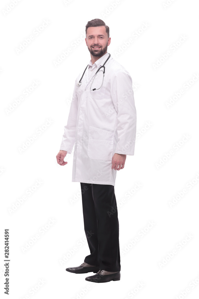 in full growth. medical professional with stethoscope