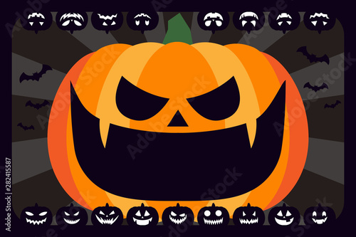 ベクターイラスト,ハロウィンの仮装パーティー,広告宣伝ポスター,メッセージ,無料素材,オバケカボチャ