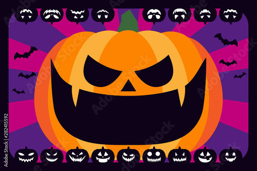 ベクターイラスト,ハロウィンの仮装パーティー,広告宣伝ポスター,メッセージ,無料素材,オバケカボチャ