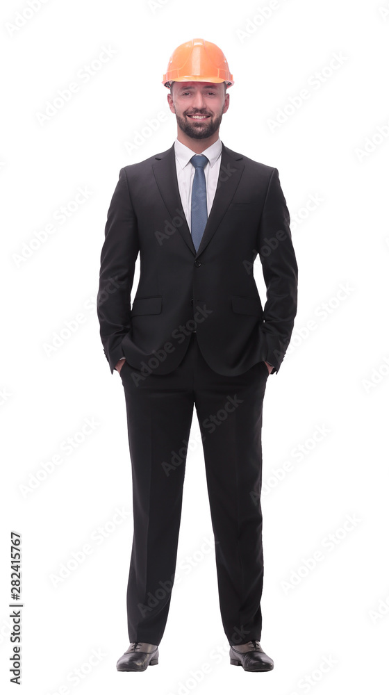 side view.businessman in helmet looking at copy space. side view.businessman in helmet looking at copy space.