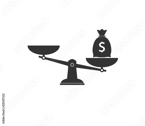 Dollar, scale icon. Vector illustration, flat design.