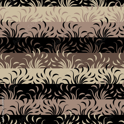 A seamless vector stripes pattern with fields of grass in earthy tones. Surface print design.