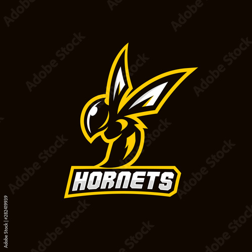 hornet-bee-mascot-sport-game-logo-vector