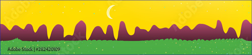 Yellow sky, and mountains landscape. 