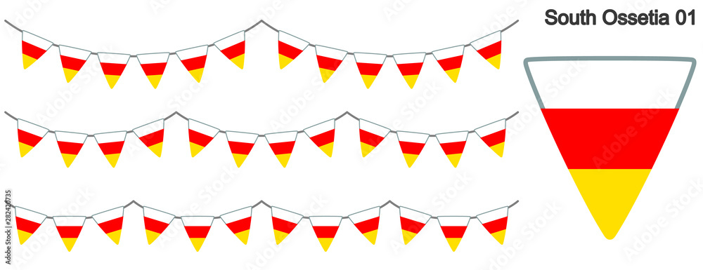 Obraz premium 南オセチアの国旗のガーラーンド ベクターデータ（bunting garland）