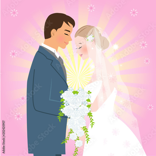 向かい合う新郎新婦