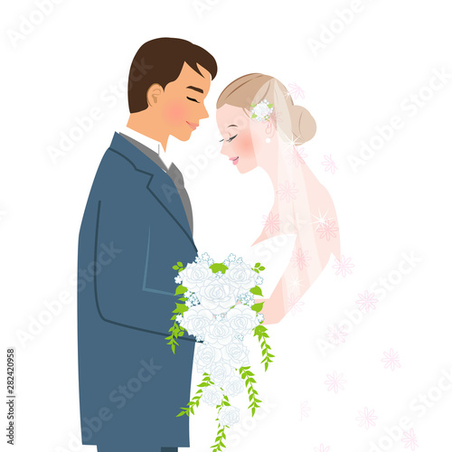 向かい合う新郎新婦