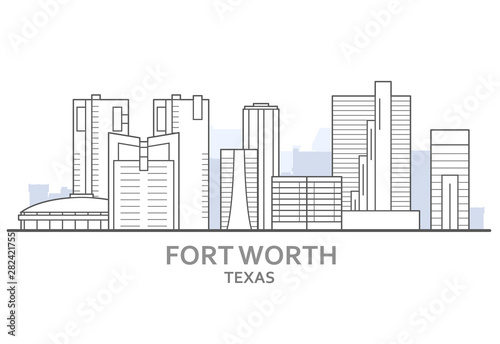 Fort Worth cityscape, Texas - city panorama of Fort Worth, skyline of downtown