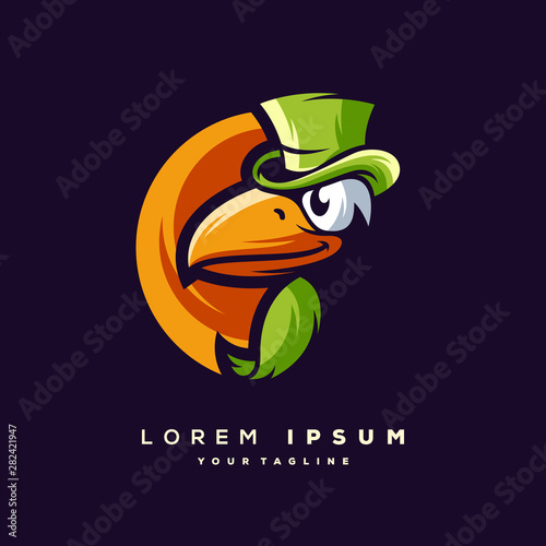 awesome bird hat logo design
