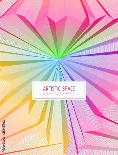 Vector surreal illusion art for design, line art 3d dimensional textured inner space, hallucinogen drug trip theme. Fantastic psychedelic trendy modern op art, optical dimensional illusion.