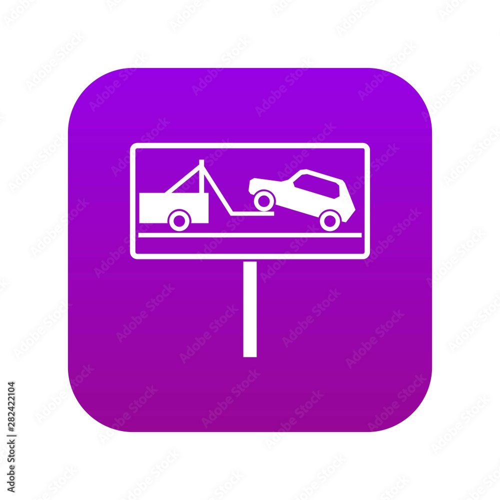 No parking sign icon digital purple for any design isolated on white