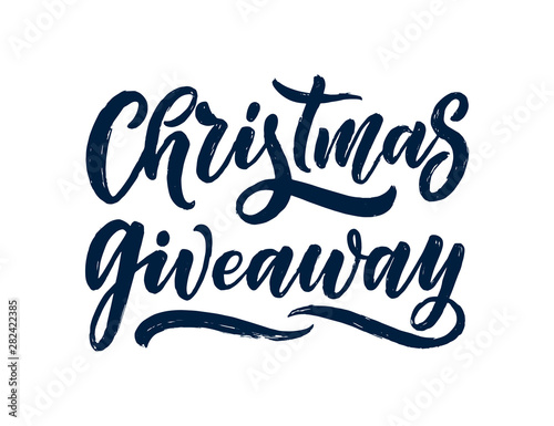 Vintage card with christmas giveaway lettering. Calligraphy text. Decoration template. Vector illustration for holiday design.