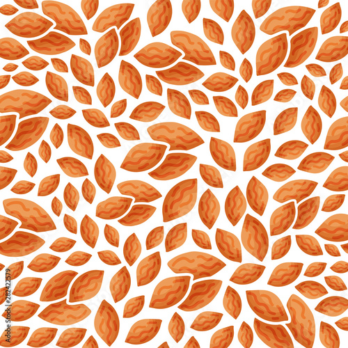 Almond milk background for banner, logo and packaging design. Organic nutrition healthy food. Phrase about dairy product. Seamless pattern. Vector