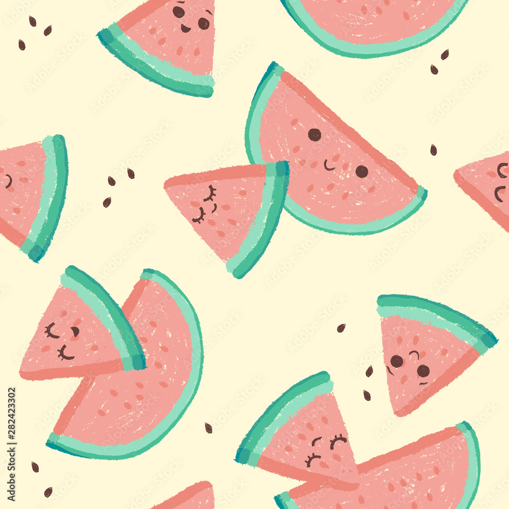 Slices of watermelon. Cute and pretty slices of watermalon. Seamless summer background. Slices of watermelon. Cute and pretty slices of watermalon. Seamless summer background.