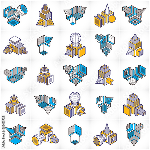 Engineering abstract shape, vectors set.