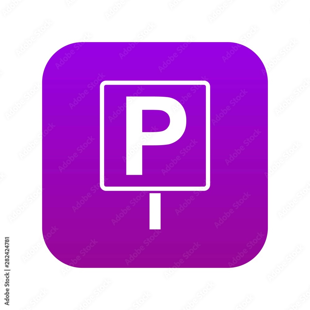 Parking sign icon digital purple for any design isolated on white vector illustration Parking sign icon digital purple for any design isolated on white vector illustration