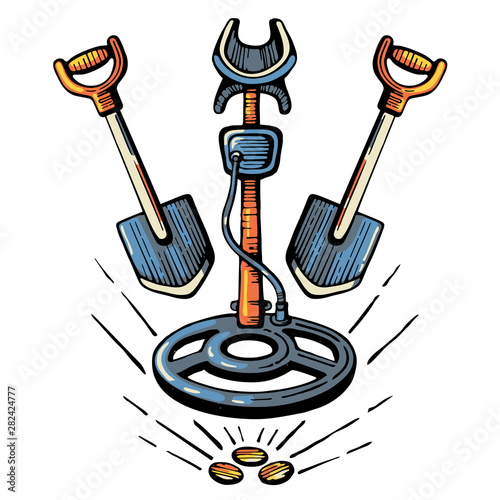 Metal detector treasure hunt color logo