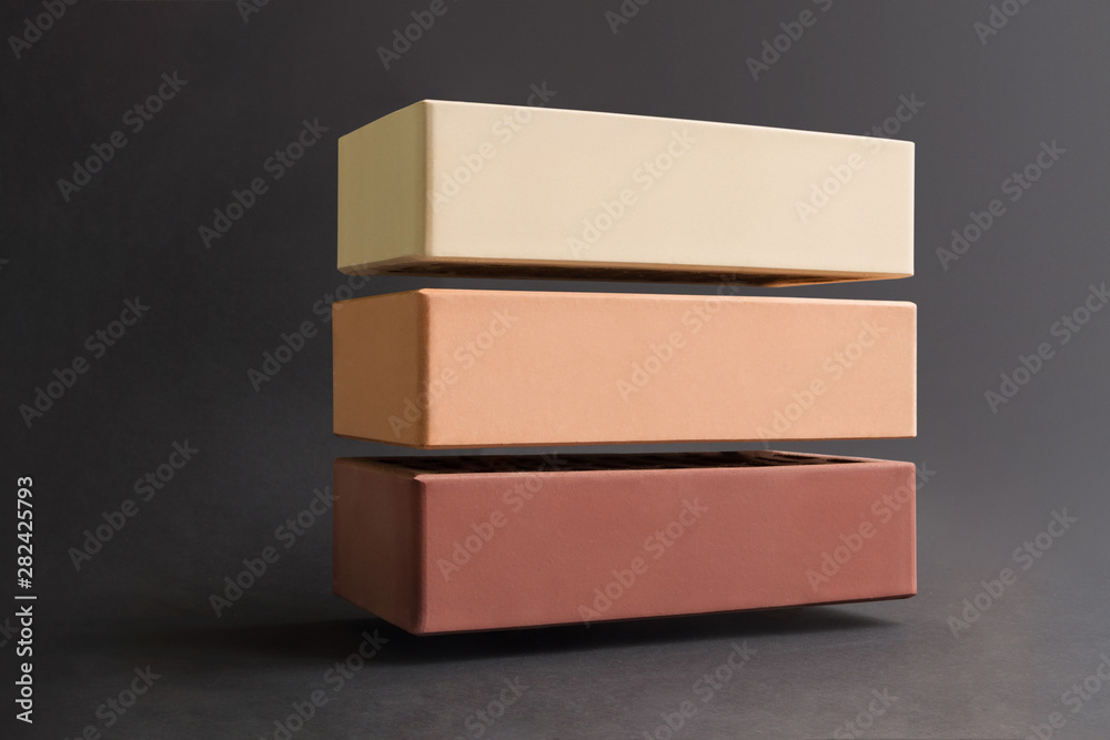 three bricks of different colors three bricks of different colors