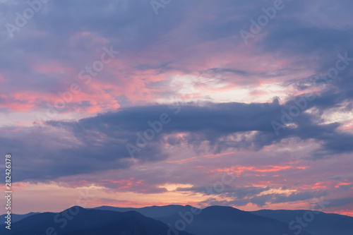 Beautiful mountain summer evening sunset landscape Lake Baika