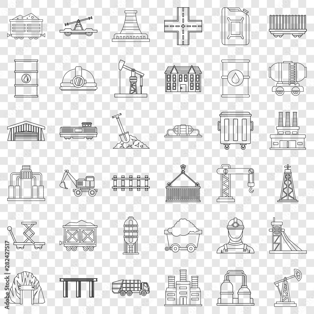 Barrel icons set. Outline style of 36 barrel vector icons for web for any design