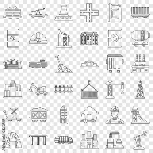 Barrel icons set. Outline style of 36 barrel vector icons for web for any design