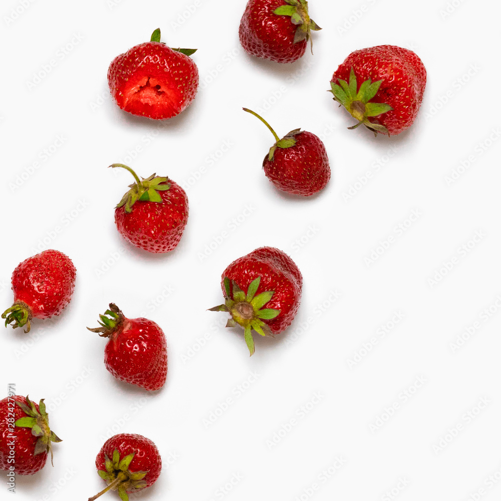 Sliced strawberry. Fresh strawberries pattern, top view Sliced strawberry. Fresh strawberries pattern, top view