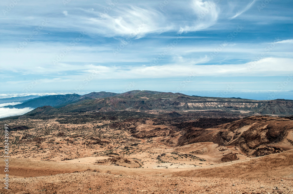 View of desert volcano el Teide in Tenerife Spain