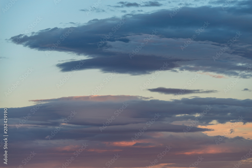 Stratocumulus stratiformis clouds at evening twilight