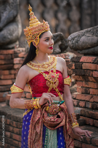 portrait women in thai traditional costumes