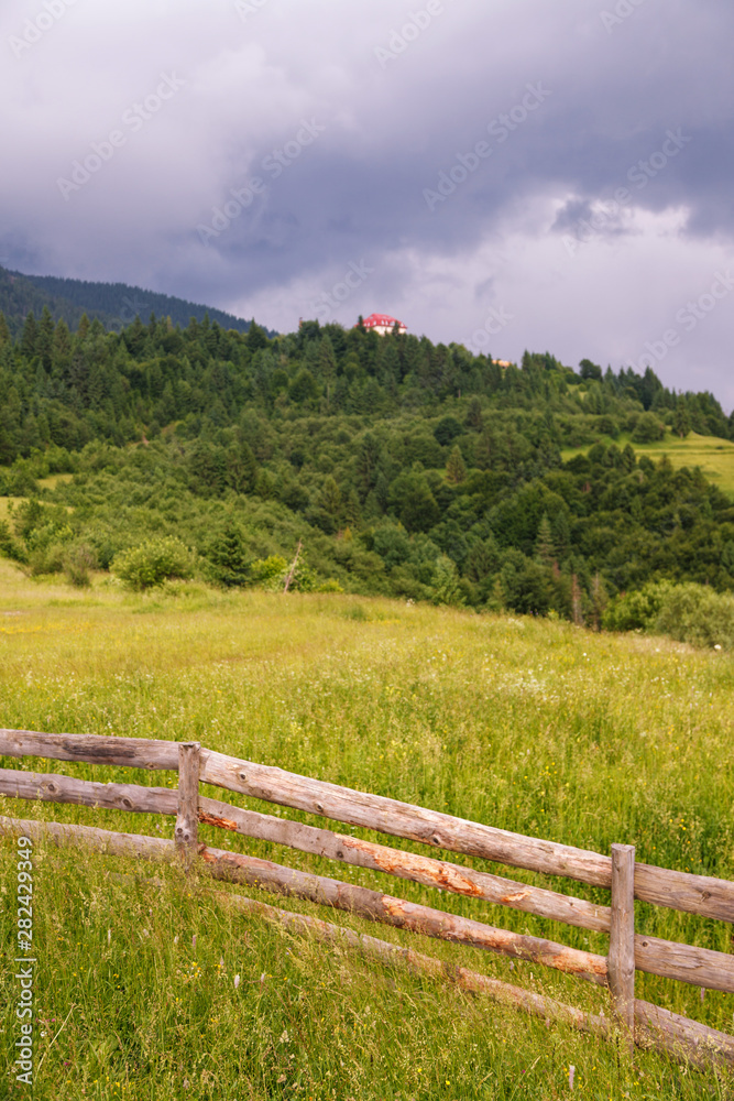 Mountain landscape before the rain. Carpathian Mountains, Ukraine.