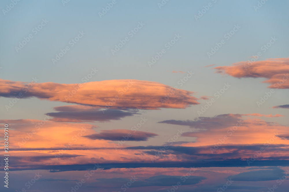 Stratocumulus stratiformis clouds at evening twilight