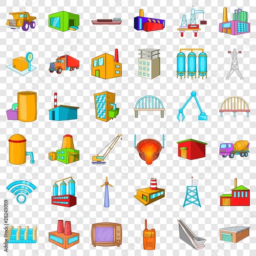 Windmill icons set. Cartoon style of 36 windmill vector icons for web for any design