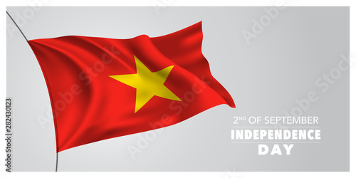 Vietnam happy independence day greeting card, banner, horizontal vector illustration