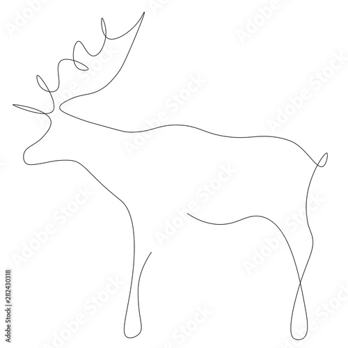 Deer contour on white background vector illustration