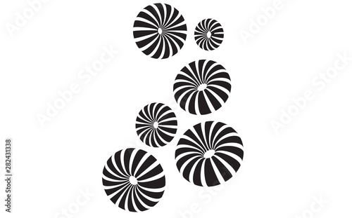 3d donuts flowers black and white graphic