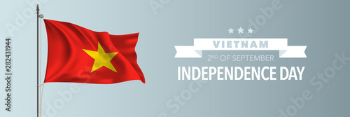 Vietnam happy independence day greeting card, banner vector illustration