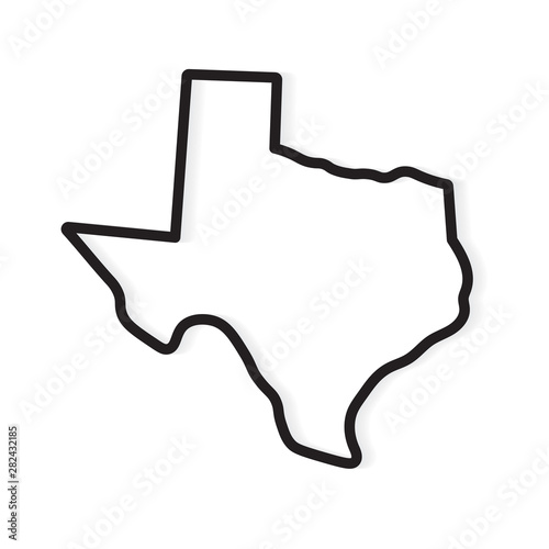 black outline of Texas map- vector illustration