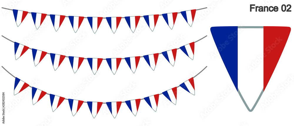 Obraz premium フランスの国旗のガーラーンド ベクターデータ（bunting garland）