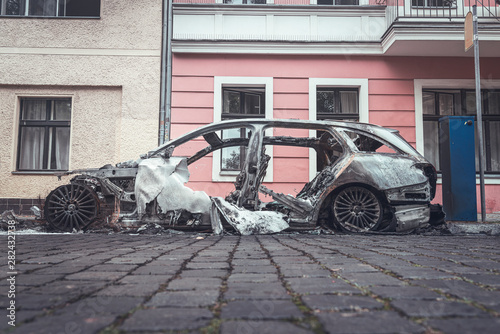 Photography Burned out cars in the streets of Berlin