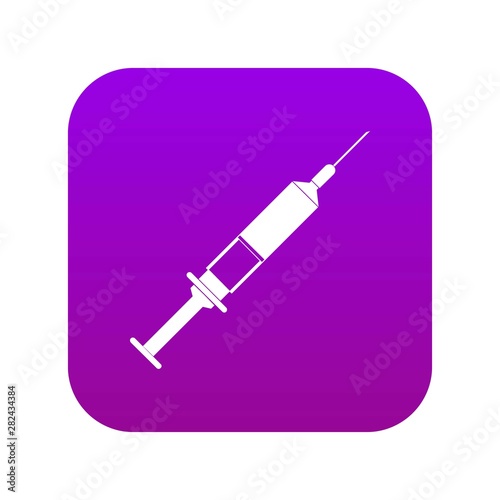 Syringe icon digital purple for any design isolated on white vector illustration
