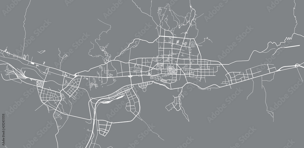 Urban vector city map of Lhasa, China