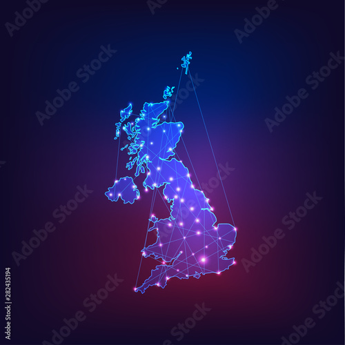 United Kingdom of Great Britain and Northern Ireland map outline.