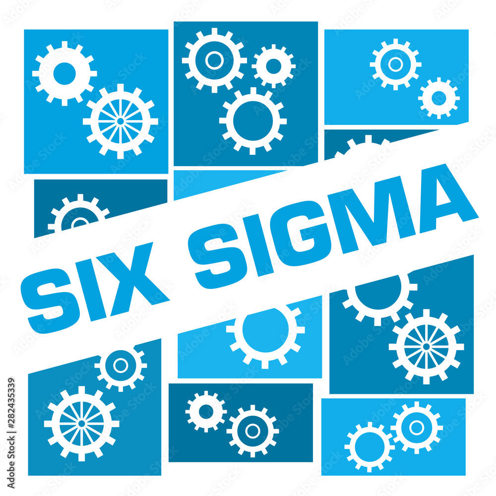 Six Sigma Blue Gears Grid Badge Style 