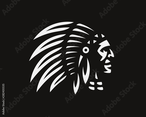 American Indian logo. Indian emblem design editable for your business. Vector illustration. photo