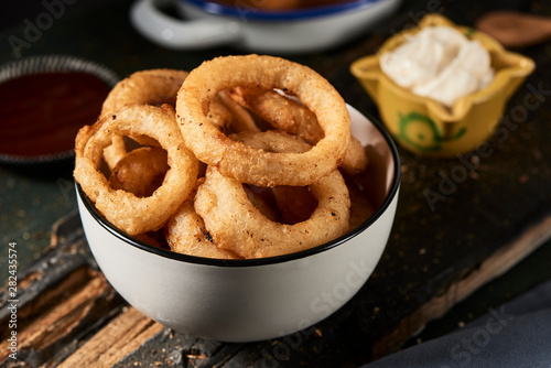 calamares a la romana, fried battered squid rings.